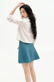  Chân váy mini xoè poly xốp xanh đính nơ 