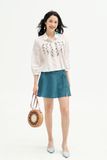  Chân váy mini xoè poly xốp xanh đính nơ 