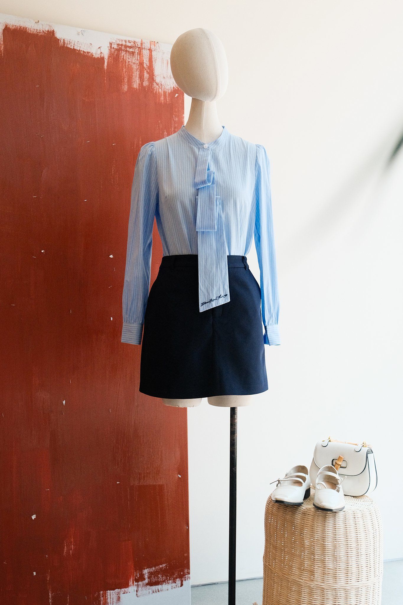 Quần chân váy navy basic
