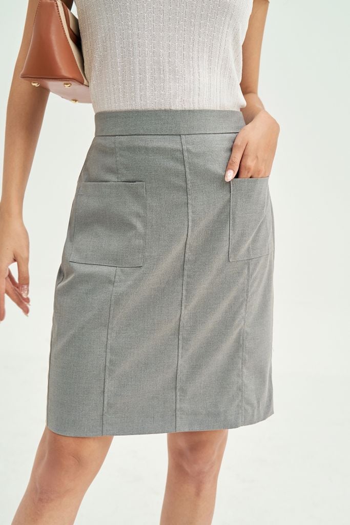 Chân váy mini túi ốp basic tàn sáng