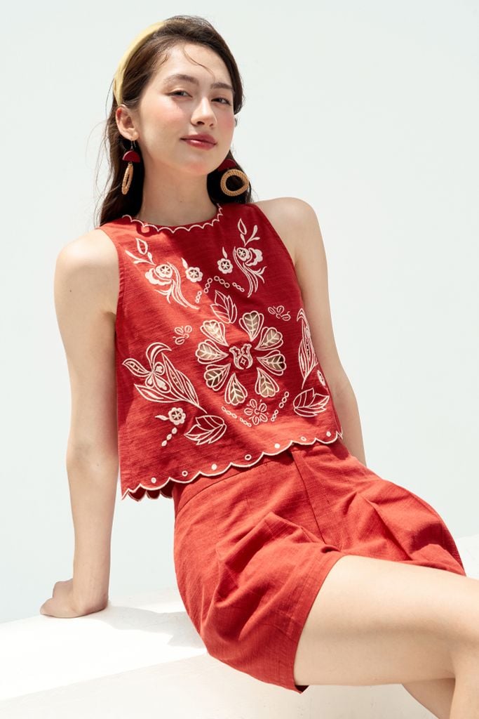 Quần shorts đũi cam