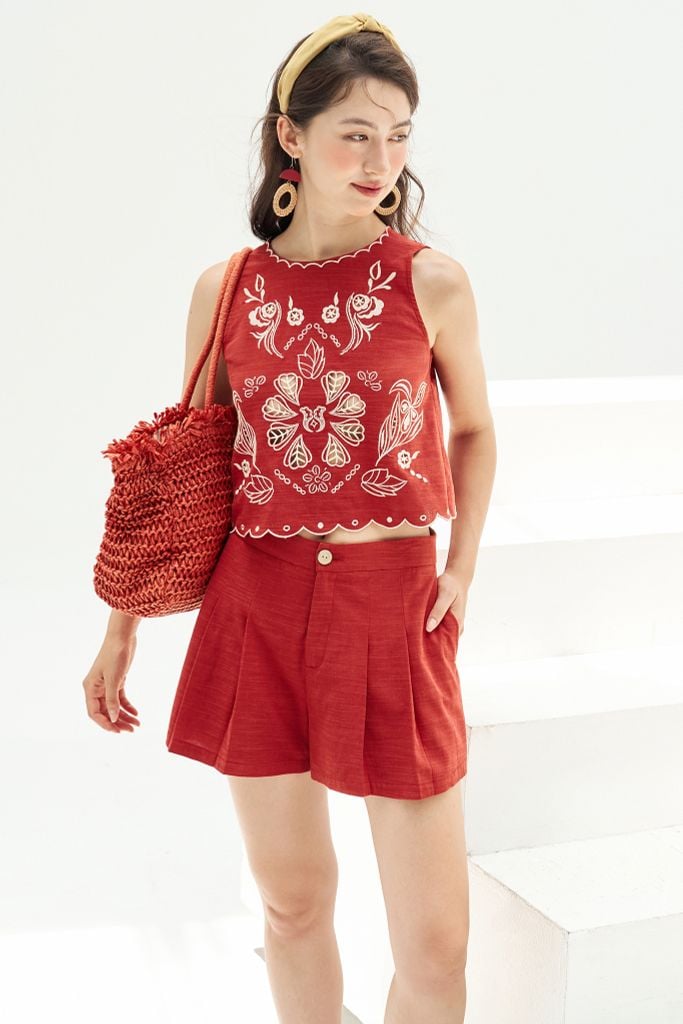 Quần shorts đũi cam