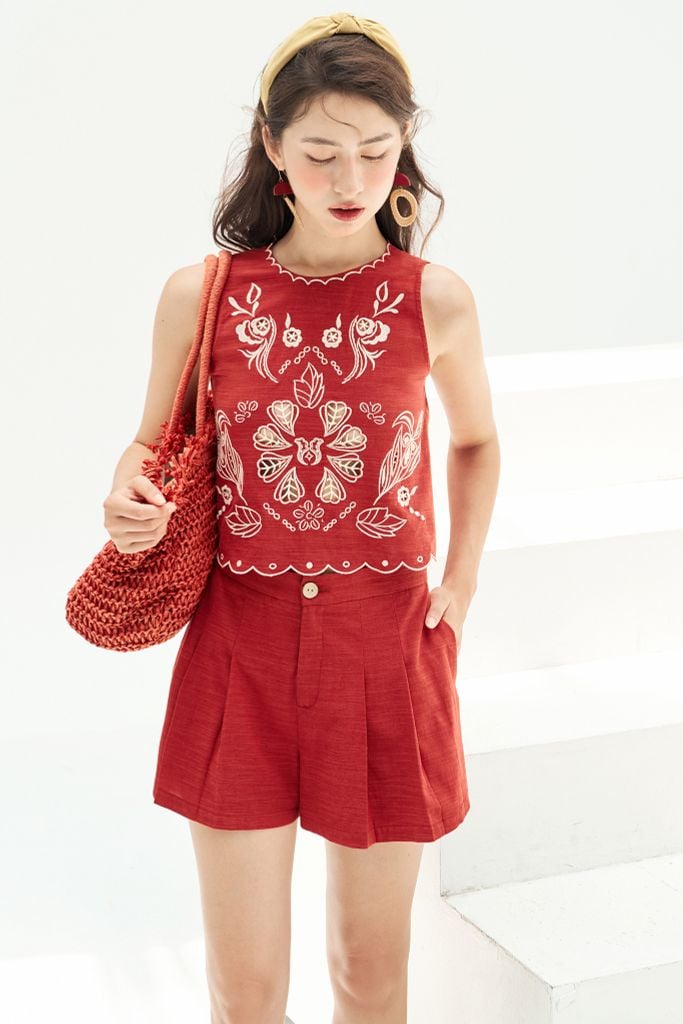 Quần shorts đũi cam