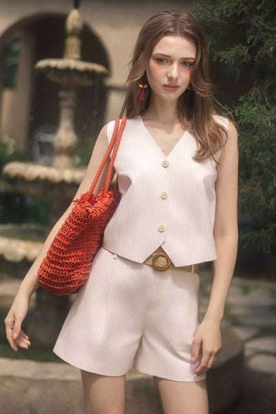 Top gile đũi sọc kem