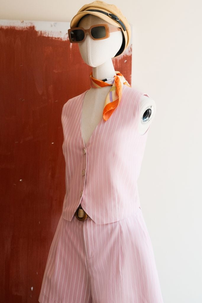 Top gile đũi sọc hồng