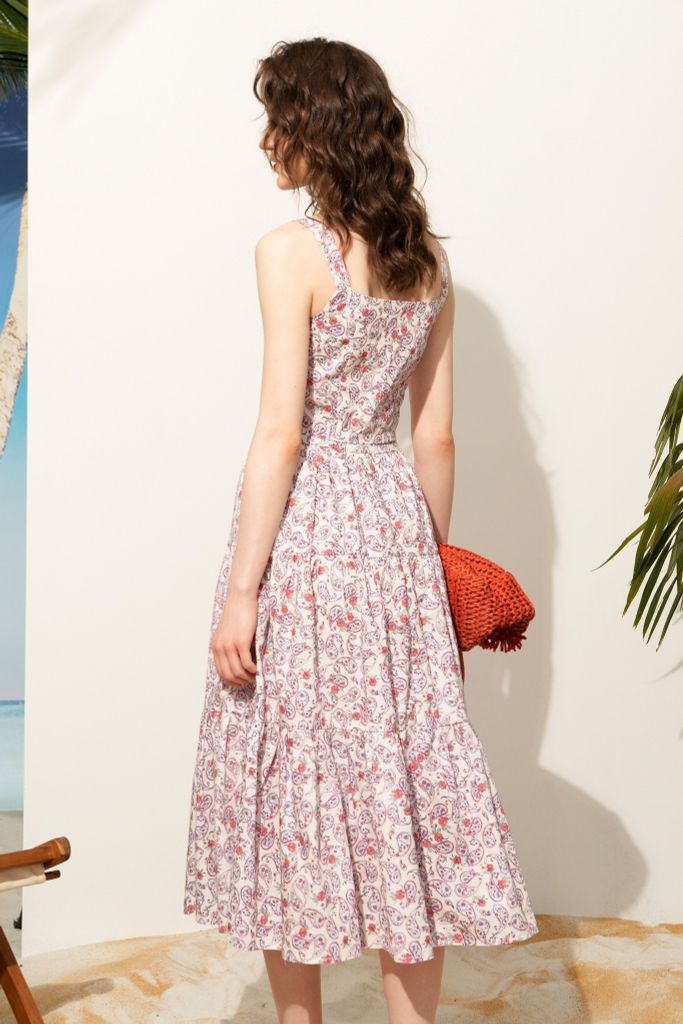 Áo crop hàng khuy paisley hồng