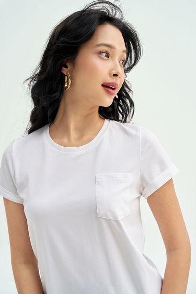 T-shirt basic túi ốp trắng