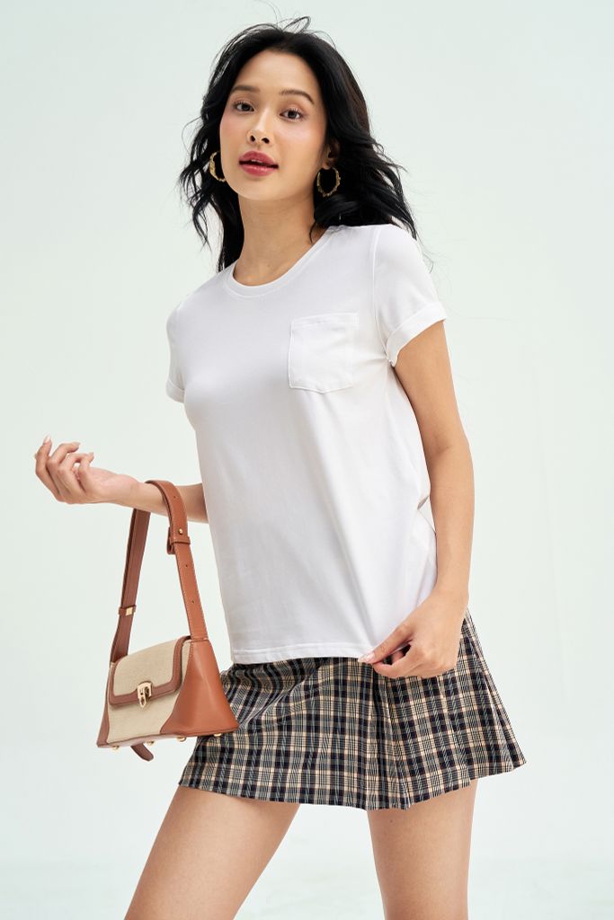 T-shirt basic túi ốp trắng