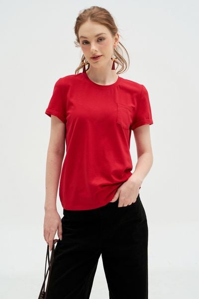 T-shirt basic túi ốp đỏ