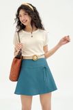  Chân váy mini xoè poly xốp xanh đính nơ 