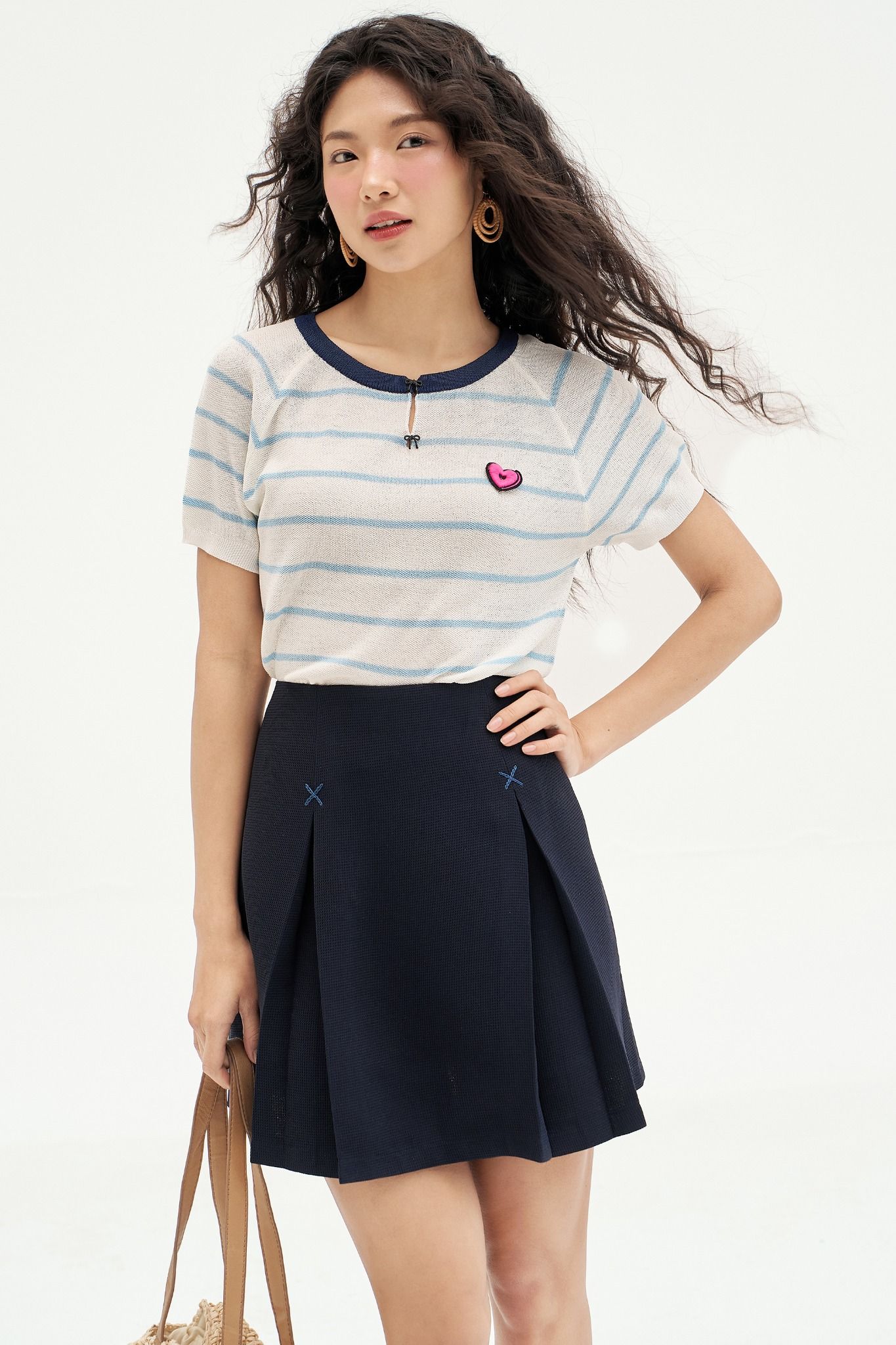 Chân váy mini xoè poly xốp navy