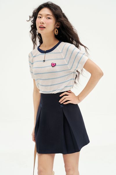 Chân váy mini xoè poly xốp navy