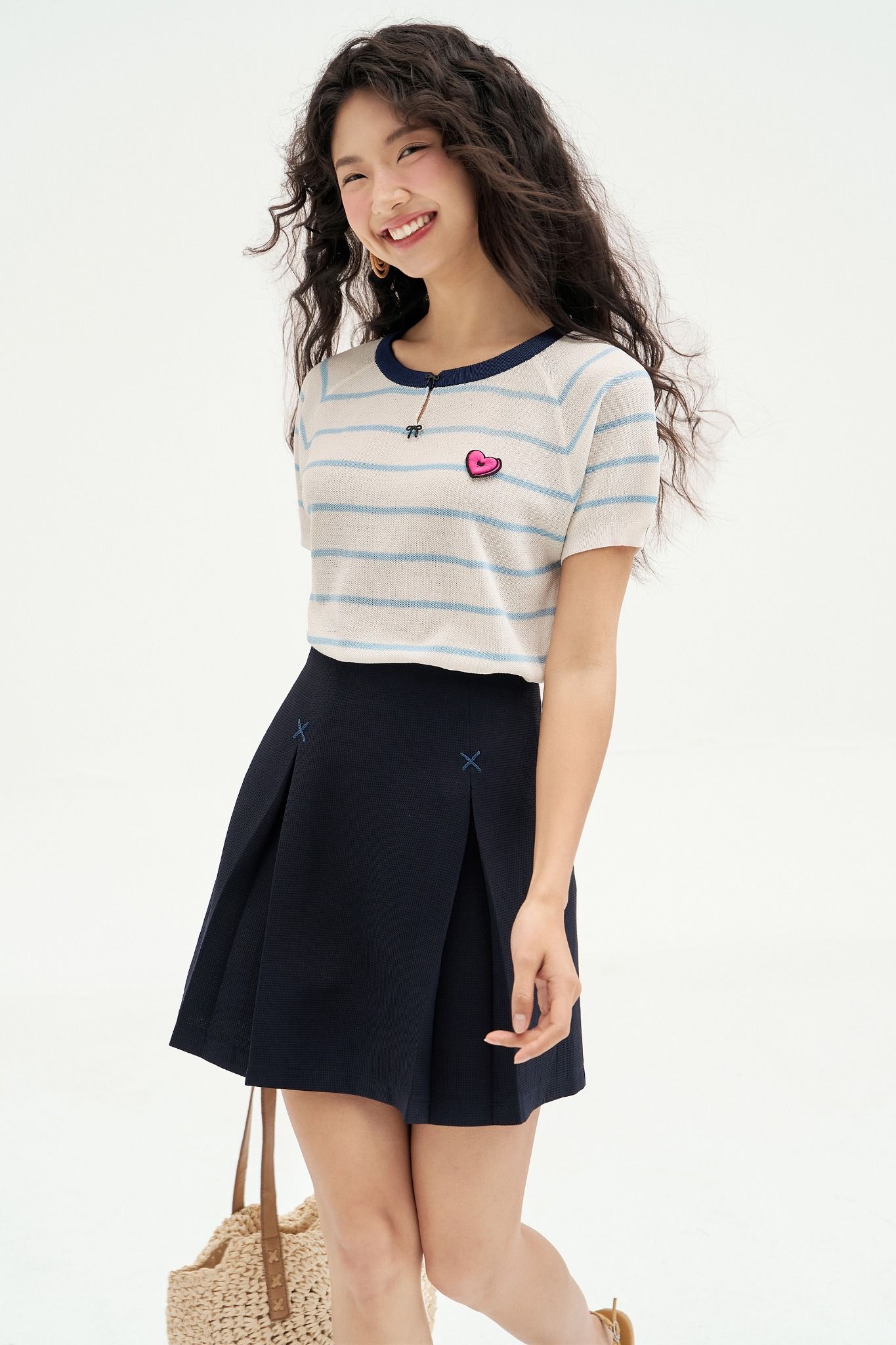 Chân váy mini xoè poly xốp navy