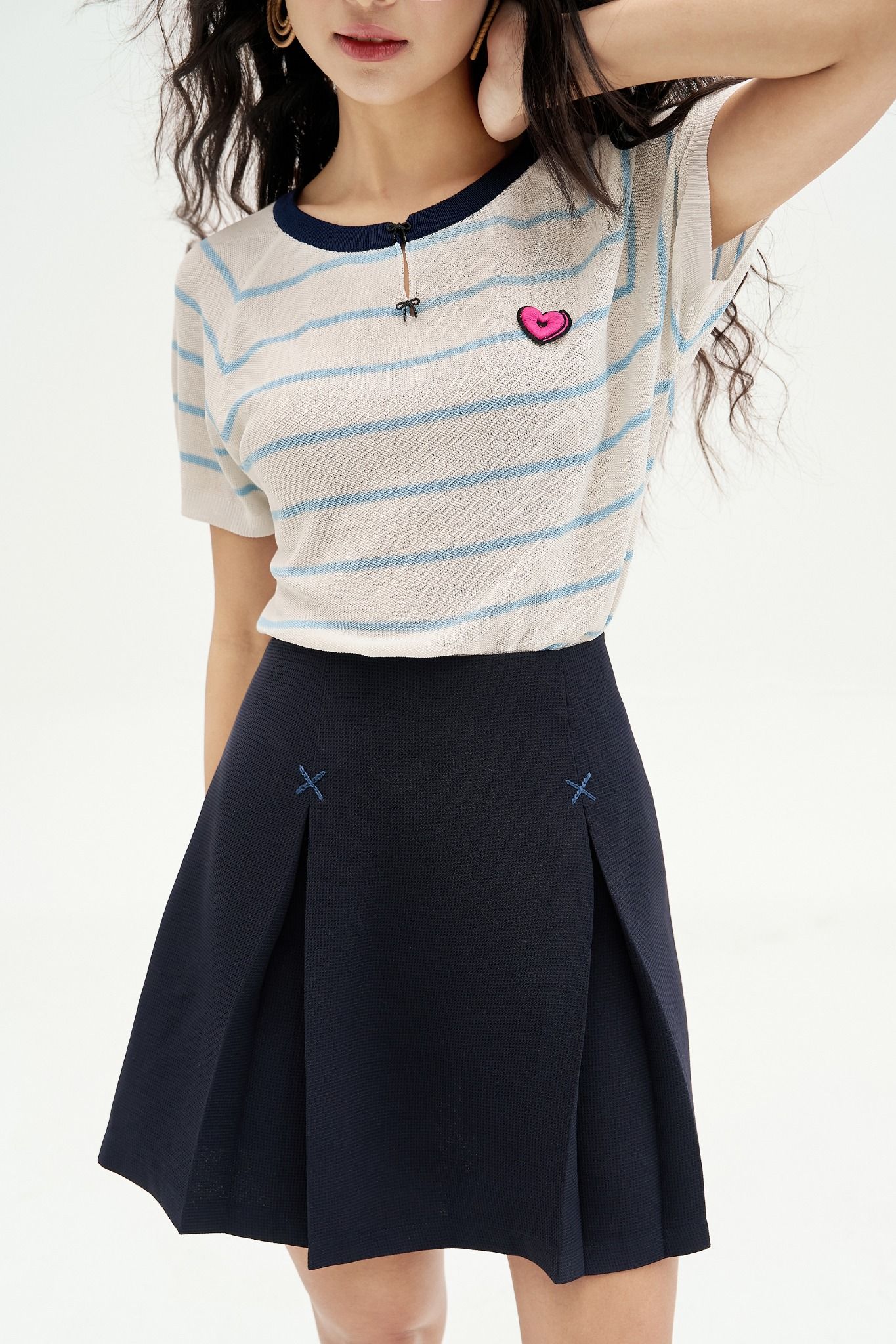 Chân váy mini xoè poly xốp navy