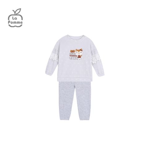  Bộ dài tay La Pomme Cute Squirrel Girl - Hồng 