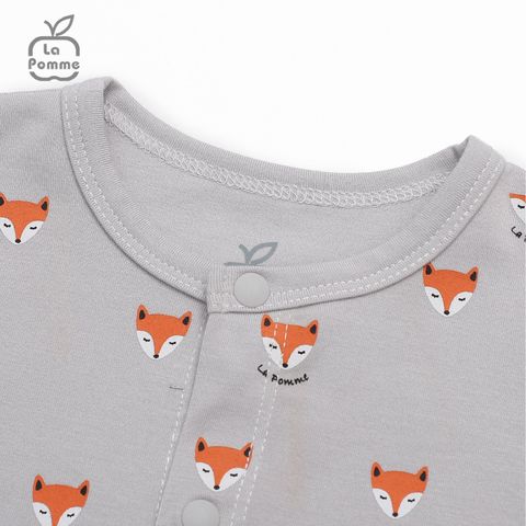  Bộ dài tay La Pomme cúc giữa Baby Racoon - Nâu 