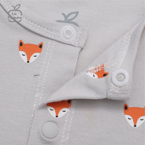  Bộ dài tay La Pomme cúc giữa Baby Racoon - Ghi 