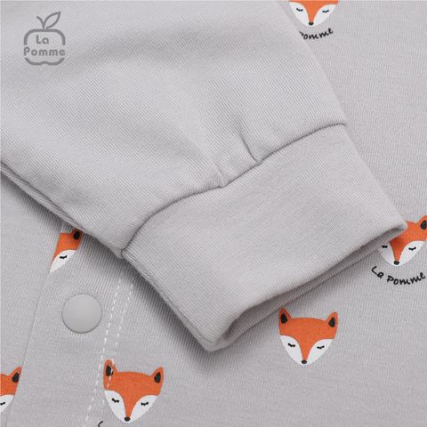  Bộ dài tay La Pomme cúc giữa Baby Racoon - Ghi 