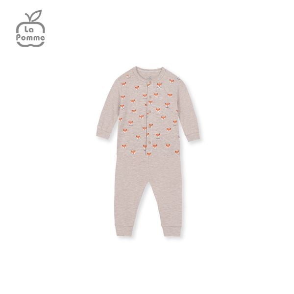  Bộ dài tay La Pomme cúc giữa Baby Racoon - Nâu 