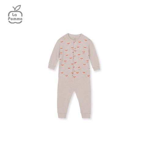  Bộ dài tay La Pomme cúc giữa Baby Racoon - Hồng 