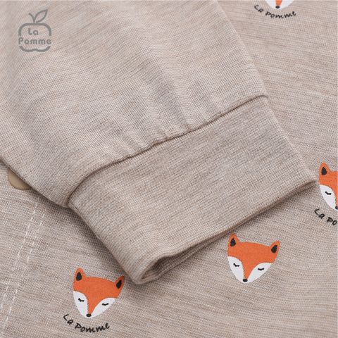 Bộ dài tay La Pomme cúc giữa Baby Racoon - Ghi 