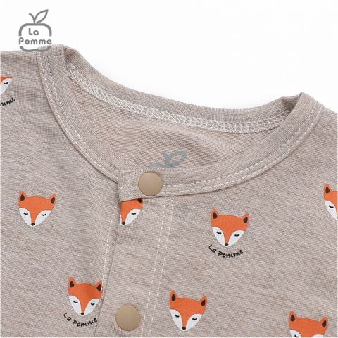  Bộ dài tay La Pomme cúc giữa Baby Racoon - Nâu 