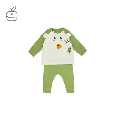  Bộ dài tay La Pomme cúc lệch Teddy Bear - Hồng trắng 