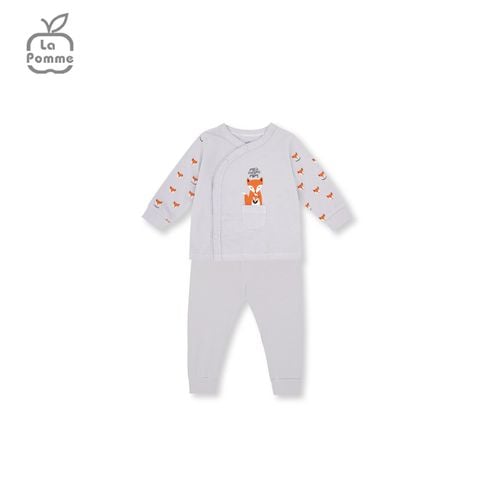  Bộ dài tay La Pomme cúc lệch Baby Racoon - Ghi 