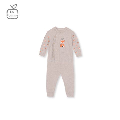  Bộ dài tay La Pomme cúc lệch Baby Racoon - Ghi 