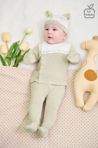  Bộ dài tay cúc lệch La Pomme cừu bông năng động 