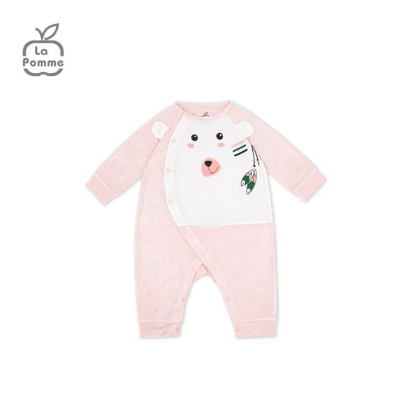  Body dài tay La Pomme Teddy Bear -  Hồng Trắng 