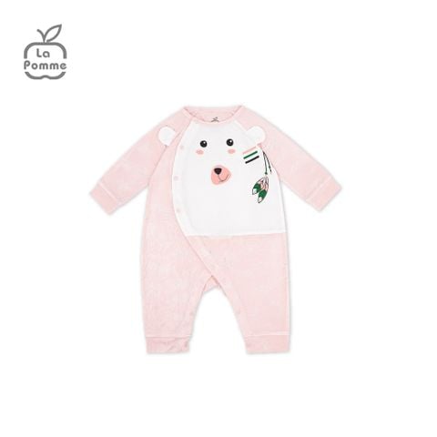  Body dài tay La Pomme Teddy Bear -  Hồng Trắng 