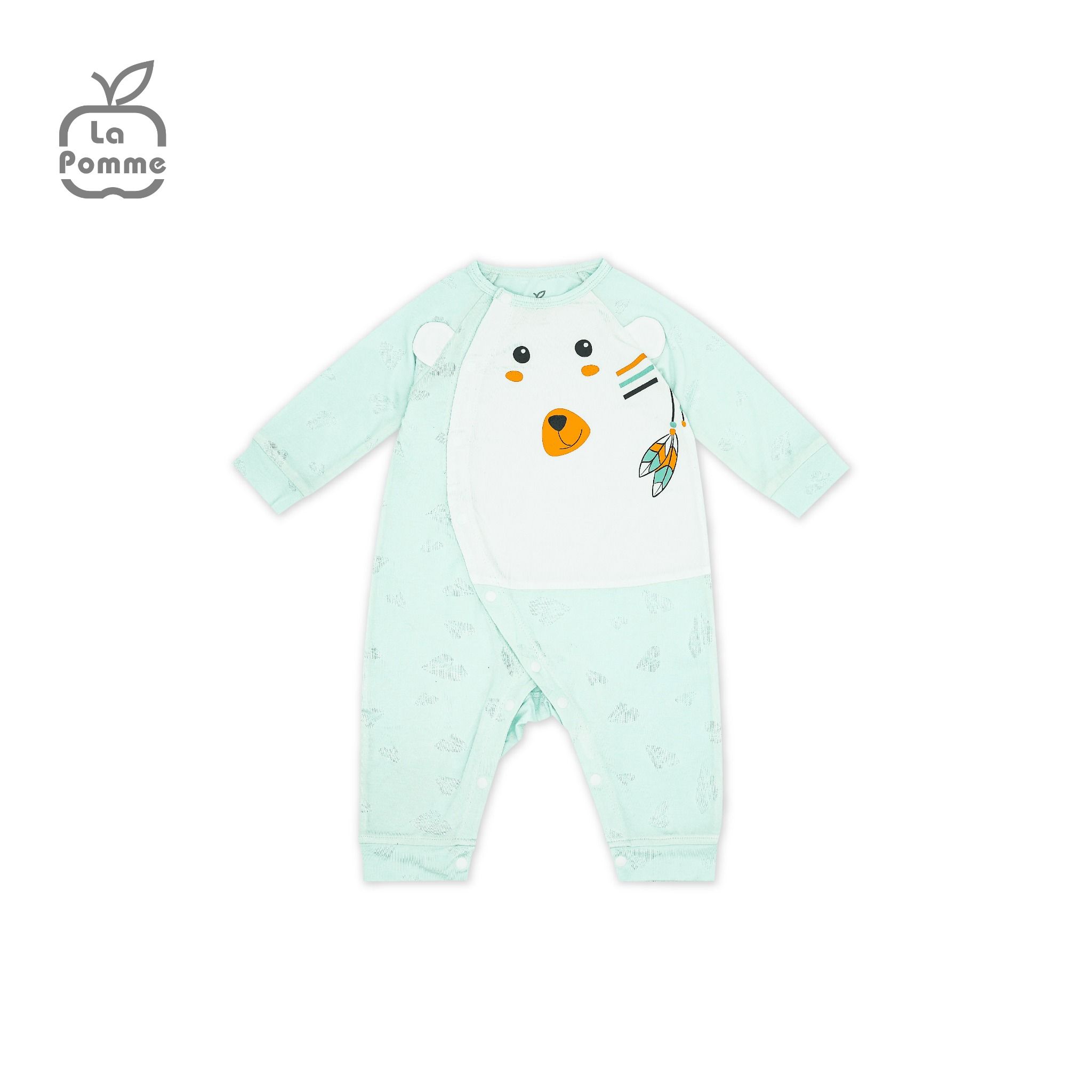  Body dài tay La Pomme Teddy Bear -  Hồng Trắng 