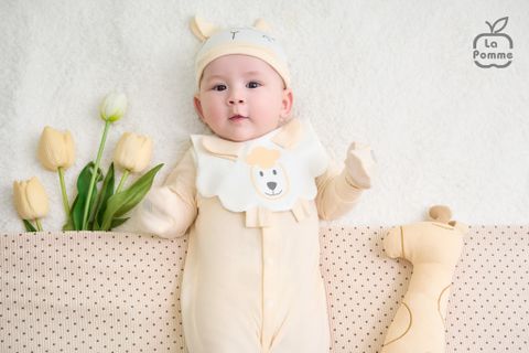  Set bao tay bao chân sơ sinh La Pomme cừu bông năng động 