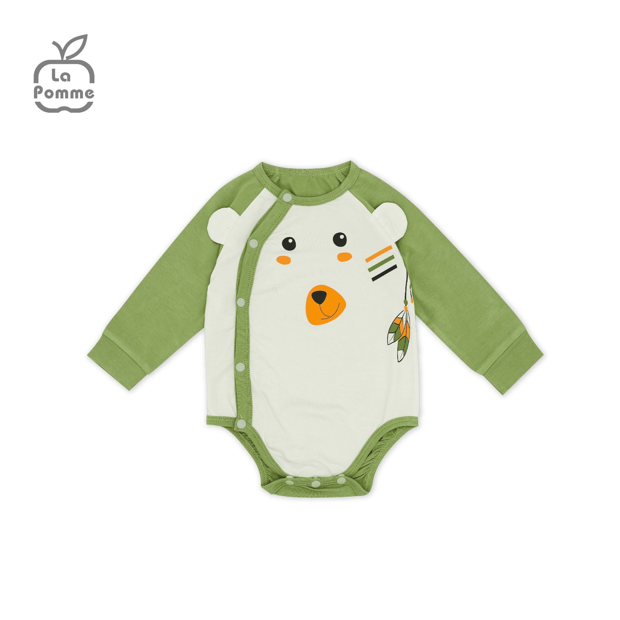  Body chip dài tay La Pomme cúc lệch Teddy Bear - Xanh vàng 