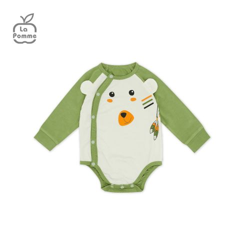  Body chip dài tay La Pomme cúc lệch Teddy Bear - Xanh trắng 