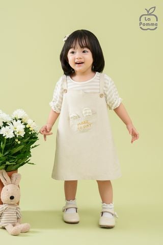  Đầm cộc tay La Pomme giả yếm Năng động 