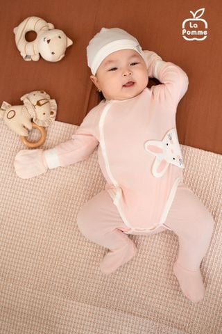  Body chip dài tay La Pomme kèm quần liền tất động vật dễ thương 