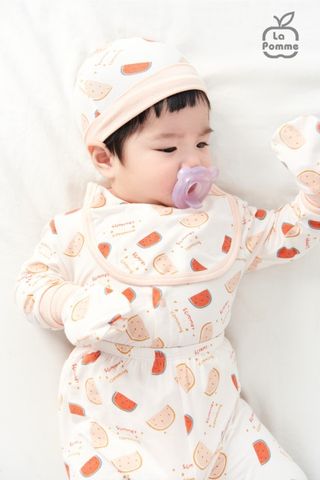  Mũ sơ sinh La Pomme watermelon - Trắng Hồng 