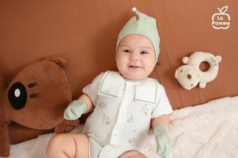  Body chip cộc tay La Pomme lá cổ cách điệu - (In tràn) 