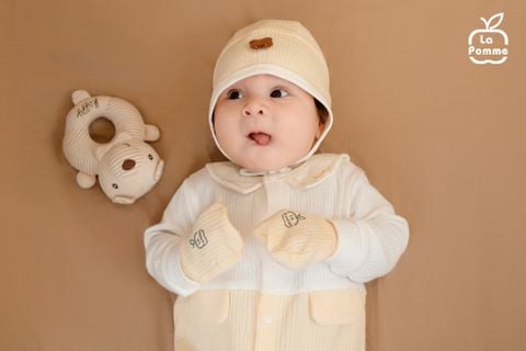  Mũ sơ sinh La Pomme dệt vân chìm 