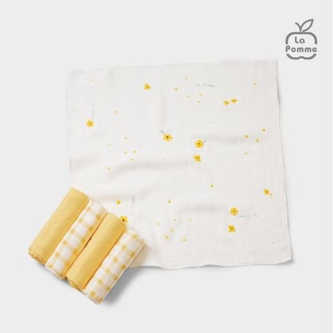  K001 Set 5 Khăn sữa sợi tre lụa La Pomme phối màu (30x30cm) 