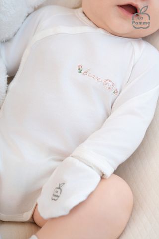  Bodychip dài tay cúc lệch La Pomme gấu nhỏ 