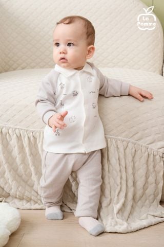  Bộ dài tay cúc giữa La Pomme cổ đức phối màu 