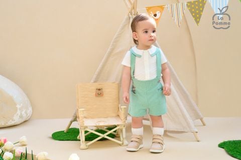  Bộ yếm rời kèm áo cộc tay La Pomme Gấu Nâu Vui Vẻ 