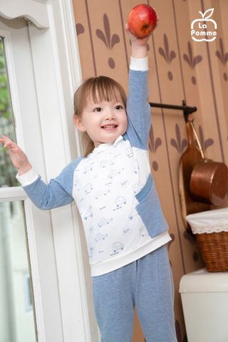  Bộ dài tay La Pomme raglan in hoạ tiết ô tô 