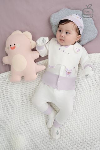  Bộ dài tay La Pomme cúc thẳng hoạ tiết đáng yêu 
