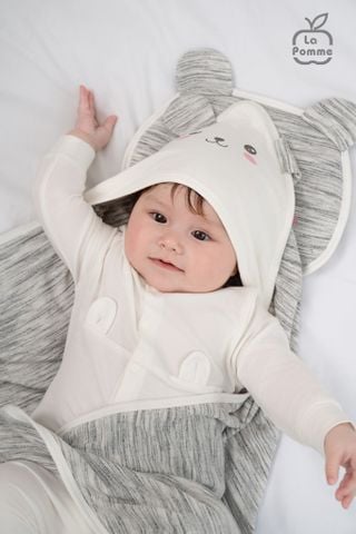  Chăn choàng đa năng mũ trùm La Pomme Gấu trúc 