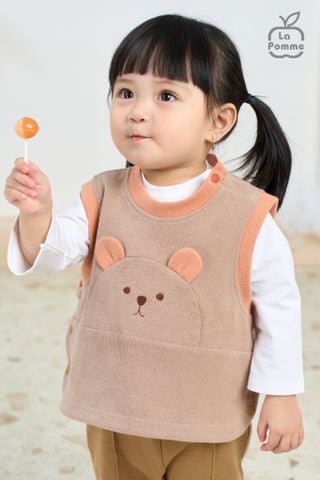  Áo Gile La Pomme cúc bấm mặt gấu 