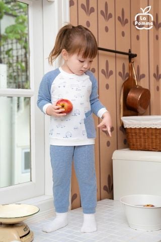  Bộ dài tay La Pomme raglan in hoạ tiết ô tô 